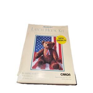 Wonderart Latch Hook Kit All American Bear 4301 USA Flag Patriotic 20x27 In New